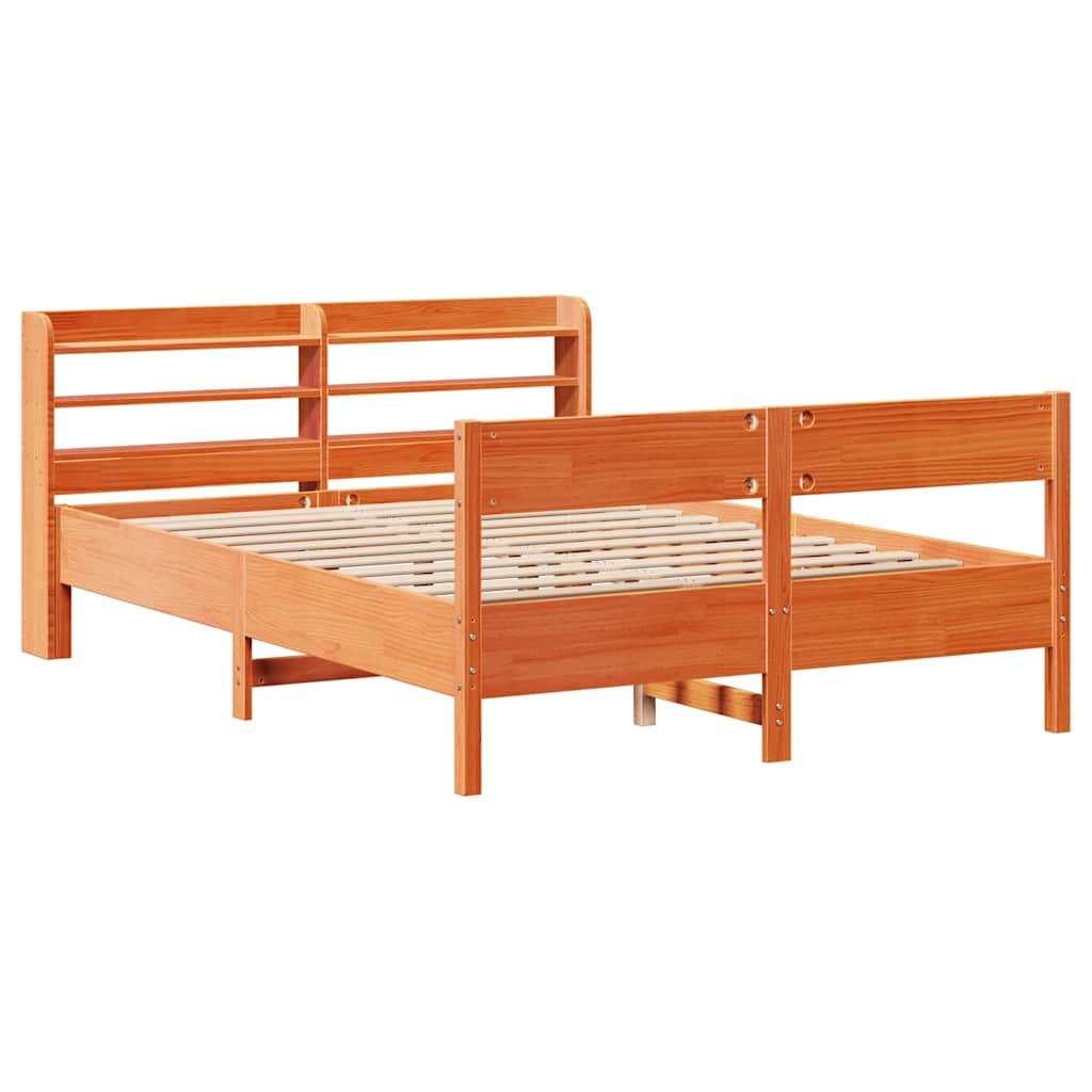 Cadre de lit sans matelas cire marron 120x200cm bois pin massif - XIOS