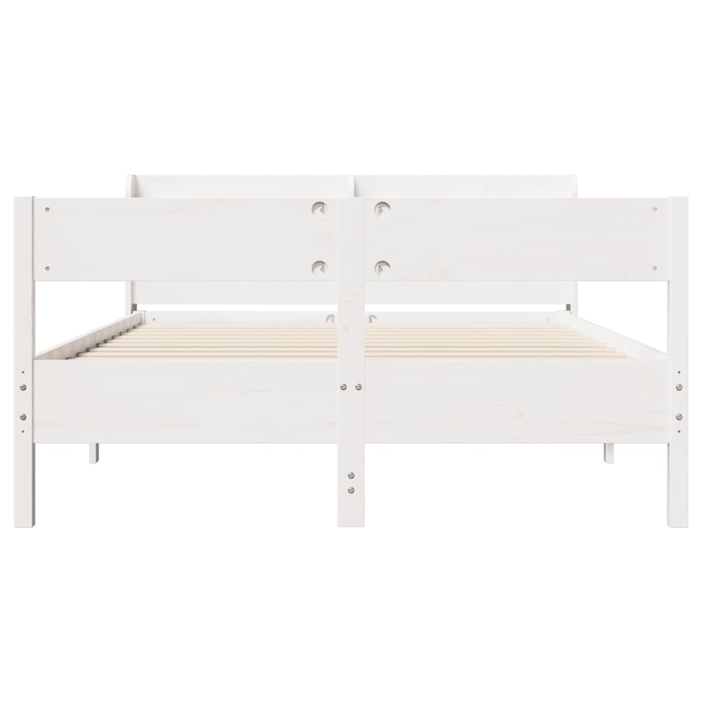 Cadre de lit sans matelas blanc 140x190 cm bois de pin massif - XIOS