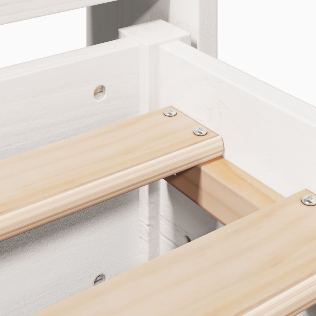 Cadre de lit sans matelas blanc 140x190 cm bois de pin massif - XIOS