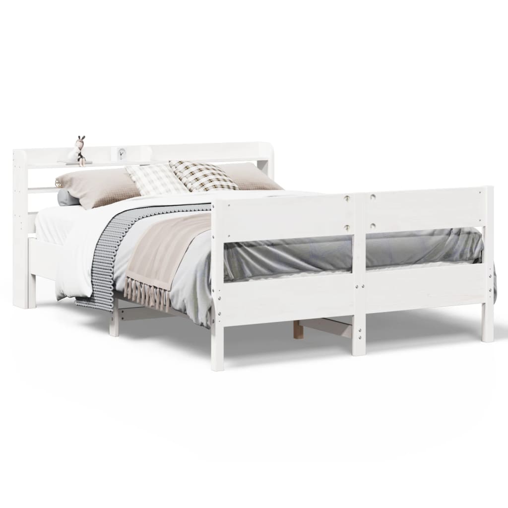Cadre de lit sans matelas blanc 135x190 cm bois de pin massif - XIOS