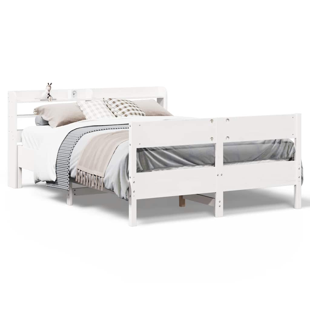 Cadre de lit sans matelas blanc 120x190 cm bois de pin massif - XIOS