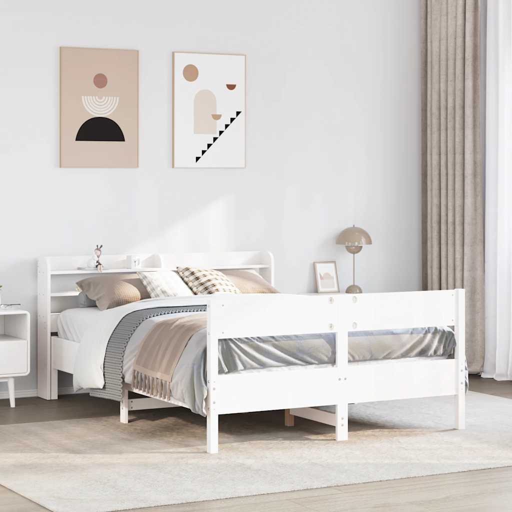 Cadre de lit sans matelas blanc 120x190 cm bois de pin massif - XIOS