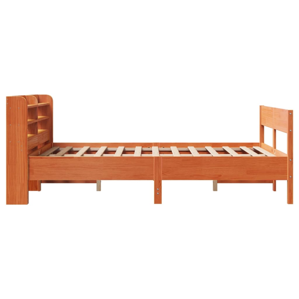 Cadre de lit sans matelas cire marron 120x190cm bois pin massif - XIOS