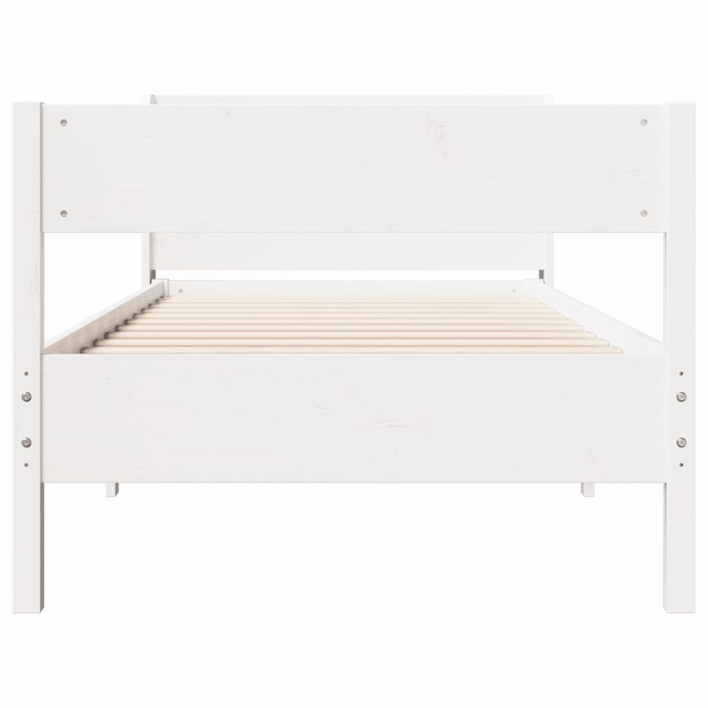 Cadre de lit sans matelas blanc 90x190 cm bois de pin massif - XIOS
