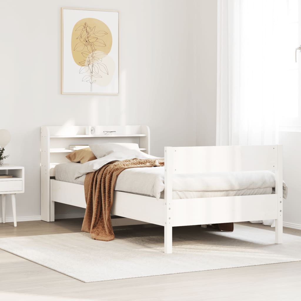 Cadre de lit sans matelas blanc 90x190 cm bois de pin massif - XIOS