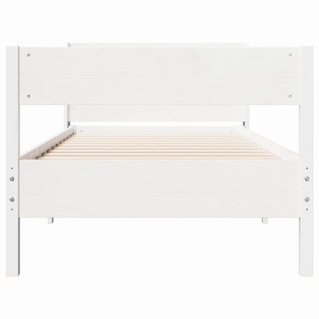Cadre de lit sans matelas blanc 75x190 cm bois de pin massif - XIOS