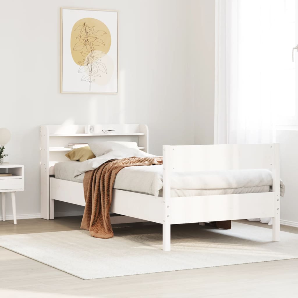 Cadre de lit sans matelas blanc 75x190 cm bois de pin massif - XIOS