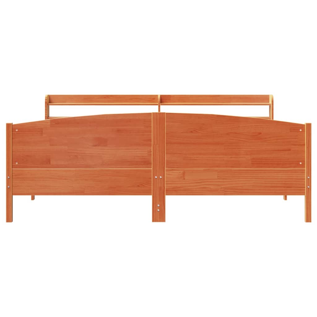 Cadre de lit sans matelas cire marron 180x200cm bois pin massif - XIOS
