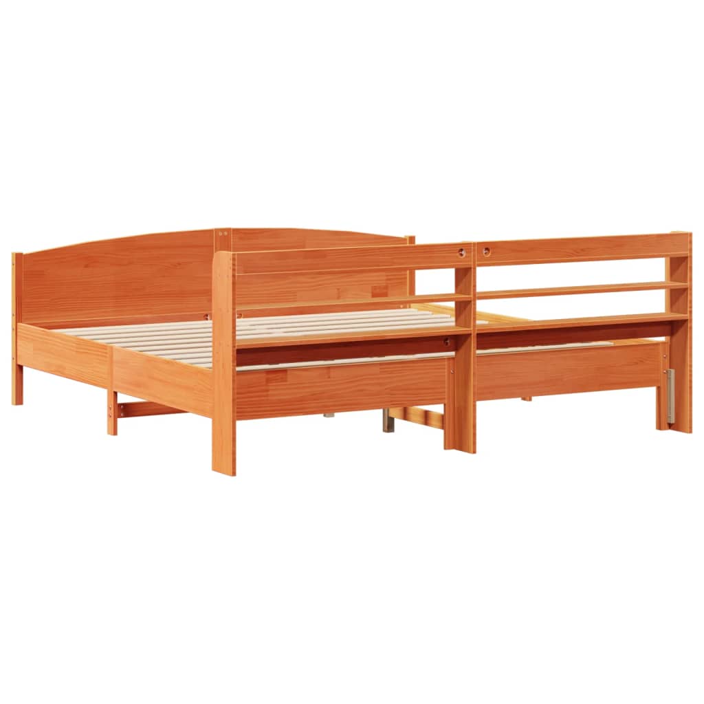 Cadre de lit sans matelas cire marron 180x200cm bois pin massif - XIOS