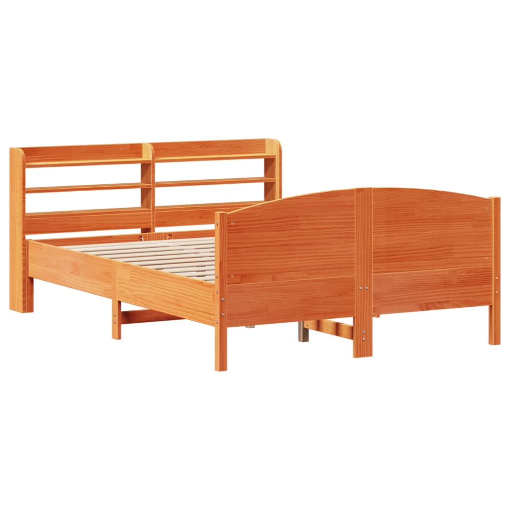 Cadre de lit sans matelas cire marron 160x200cm bois pin massif - XIOS