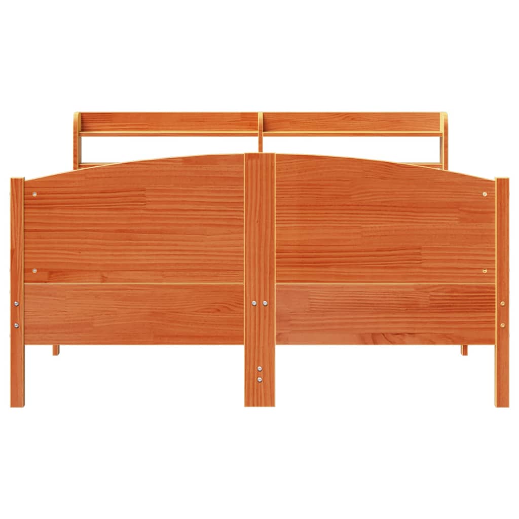 Cadre de lit sans matelas cire marron 160x200cm bois pin massif - XIOS