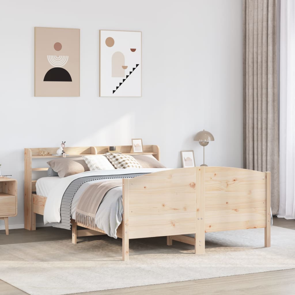 Cadre de lit sans matelas 135x190 cm bois de pin massif - XIOS