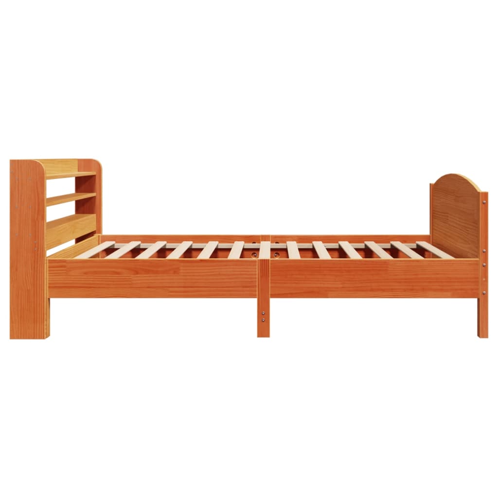 Cadre de lit sans matelas cire marron 100x200cm bois pin massif - XIOS