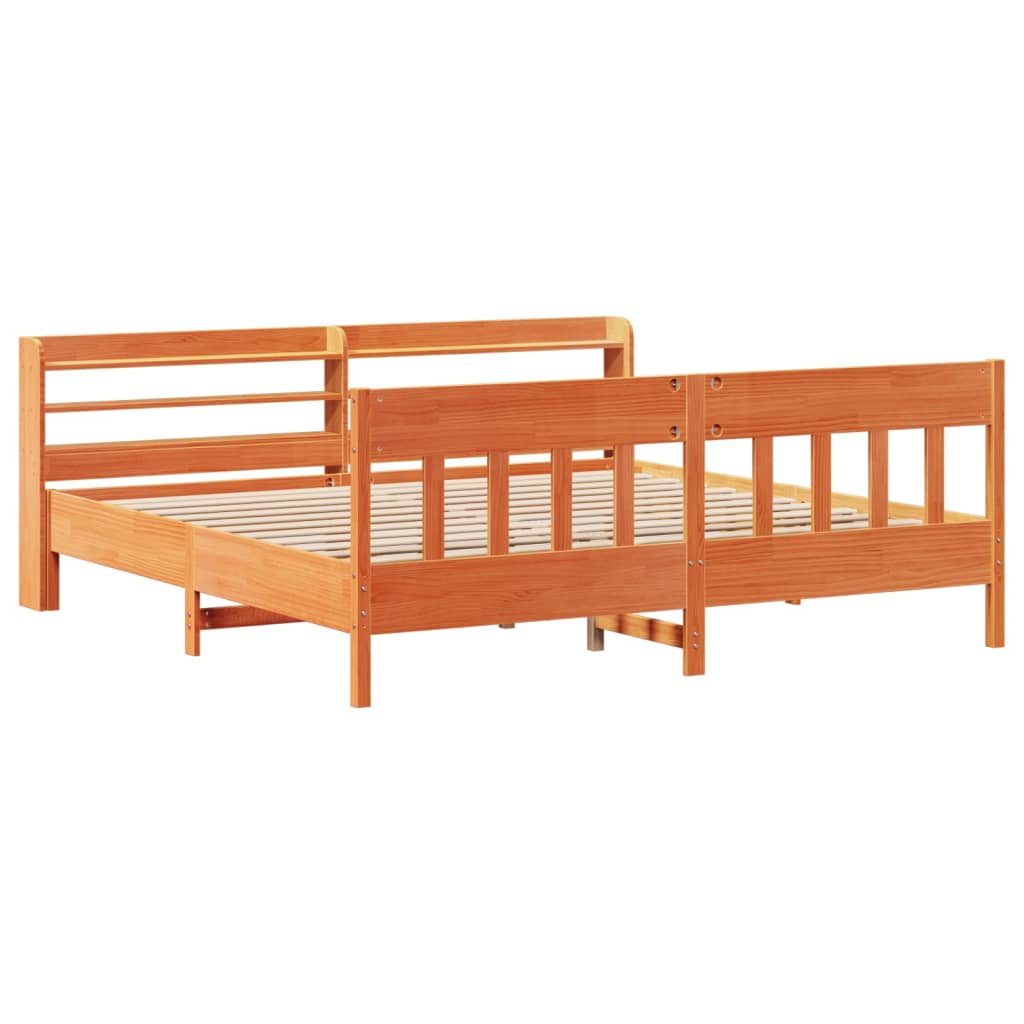 Cadre de lit sans matelas cire marron 180x200cm bois pin massif - XIOS