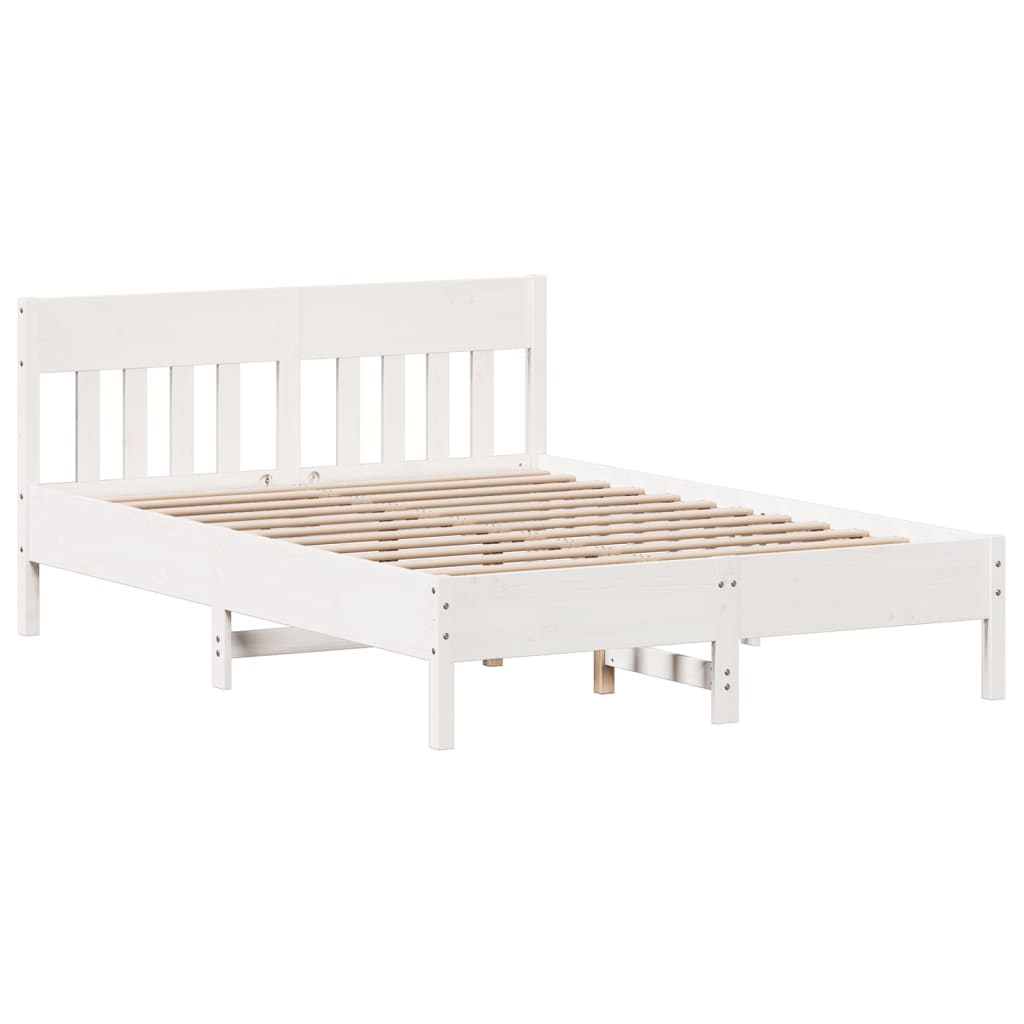 Cadre de lit sans matelas blanc 160x200 cm bois de pin massif - XIOS