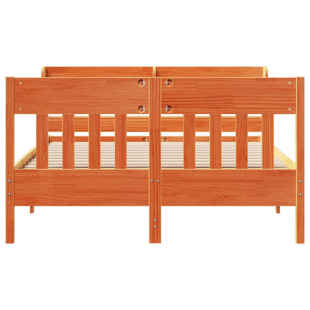 Cadre de lit sans matelas cire marron 160x200cm bois pin massif - XIOS