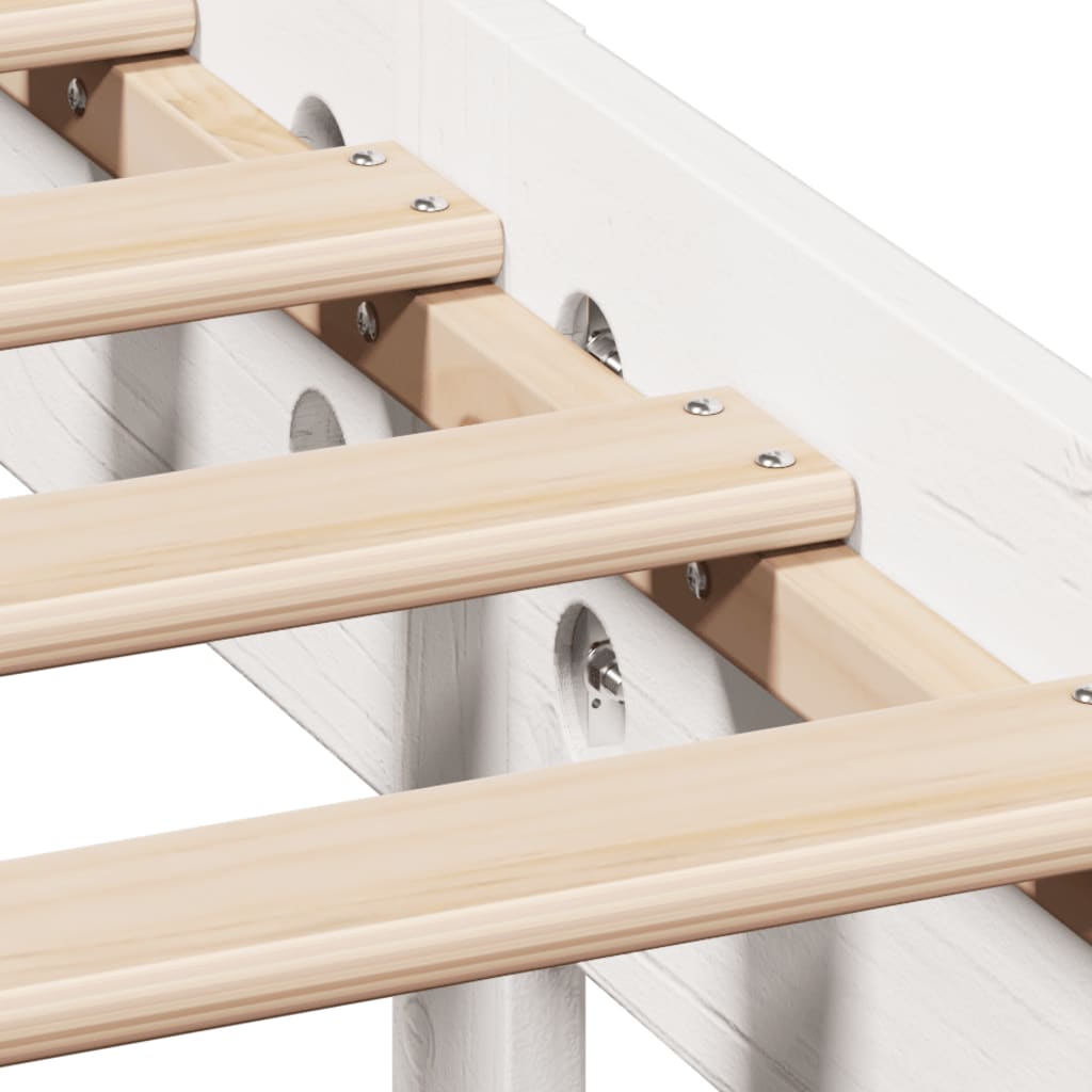 Cadre de lit sans matelas blanc 150x200 cm bois de pin massif - XIOS