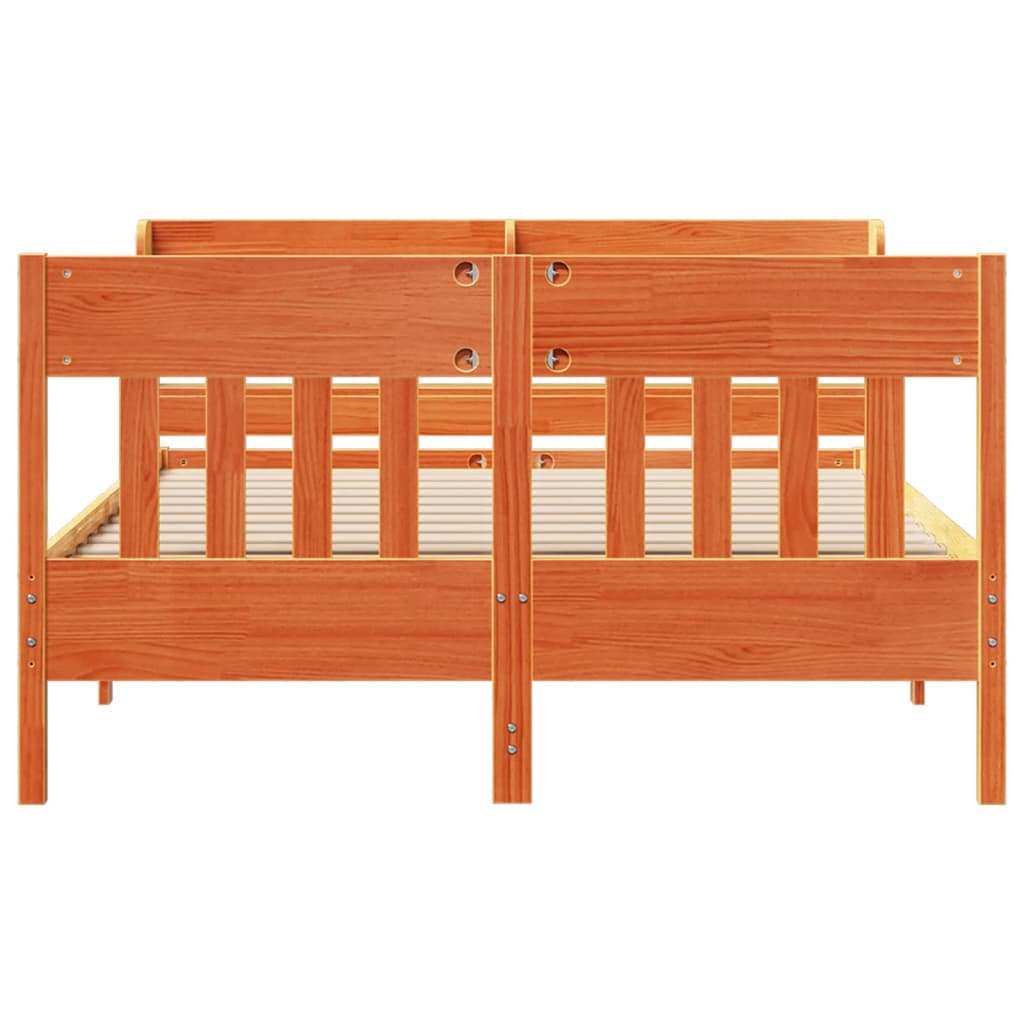 Cadre de lit sans matelas cire marron 150x200cm bois pin massif - XIOS