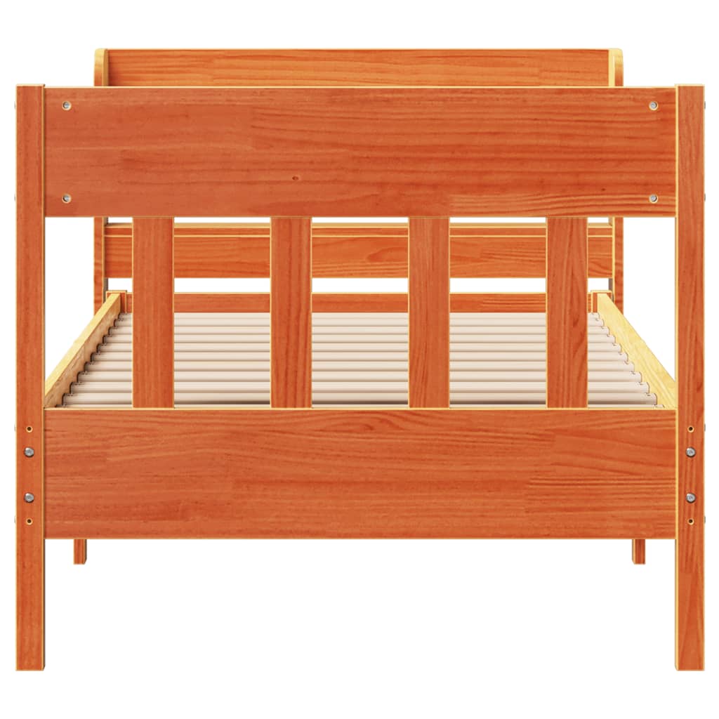 Cadre de lit sans matelas cire marron 100x200cm bois pin massif - XIOS