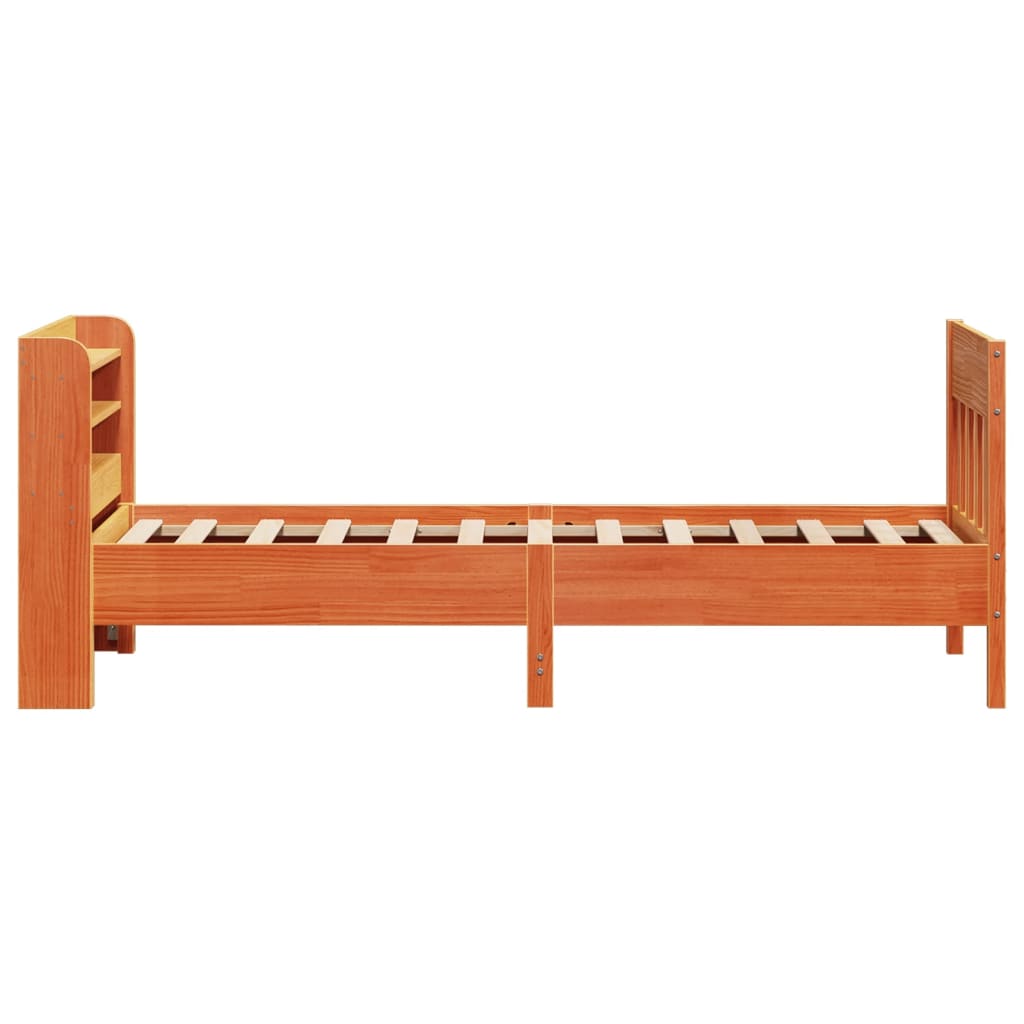 Cadre de lit sans matelas cire marron 100x200cm bois pin massif - XIOS