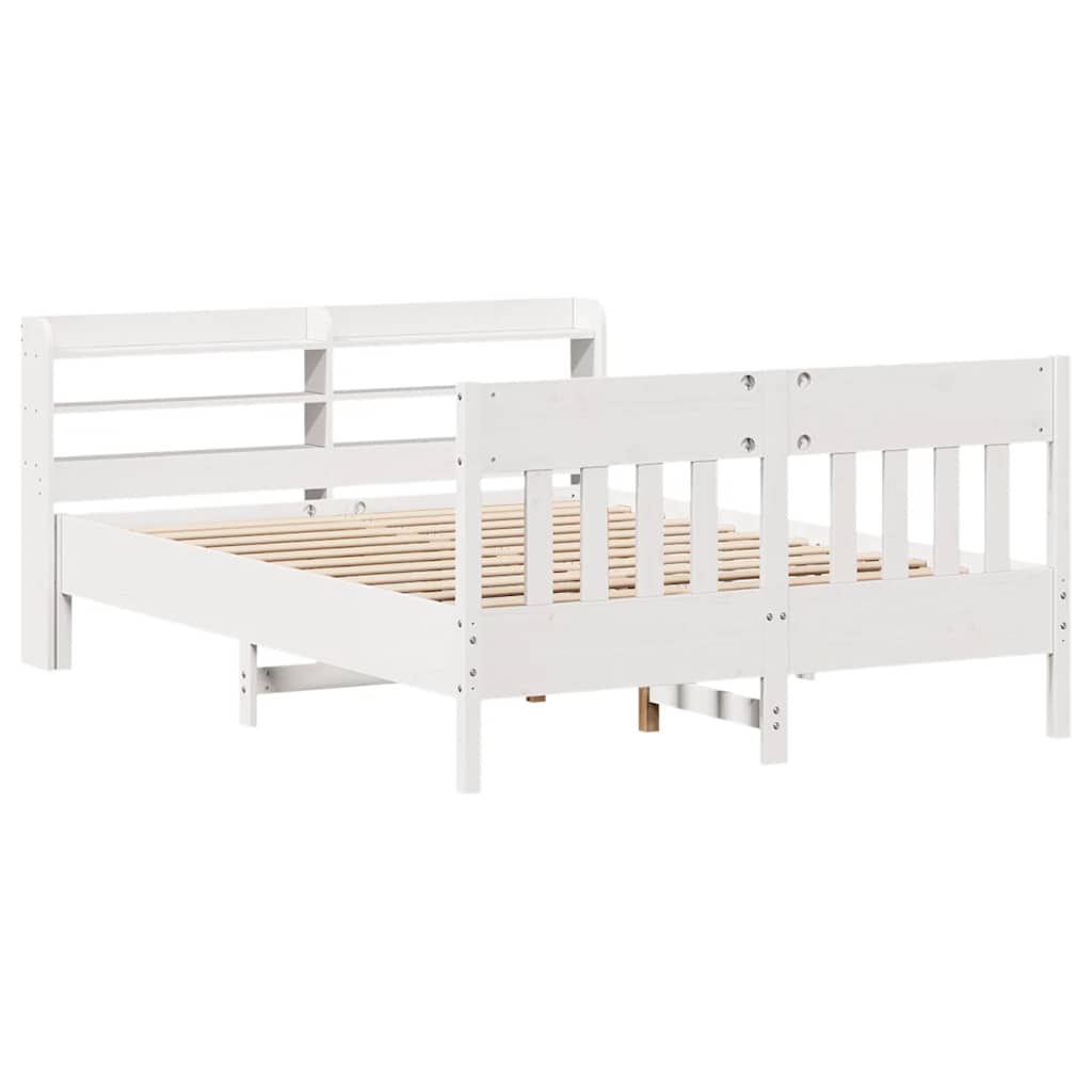 Cadre de lit sans matelas blanc 135x190 cm bois de pin massif - XIOS