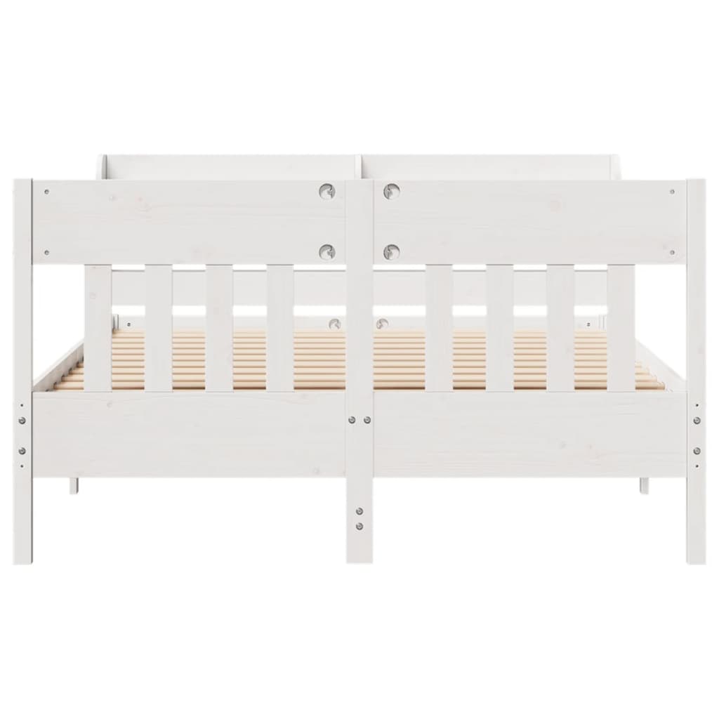 Cadre de lit sans matelas blanc 135x190 cm bois de pin massif - XIOS