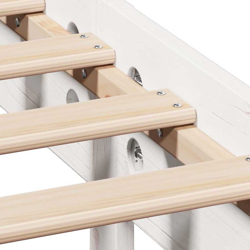 Cadre de lit sans matelas blanc 135x190 cm bois de pin massif - XIOS