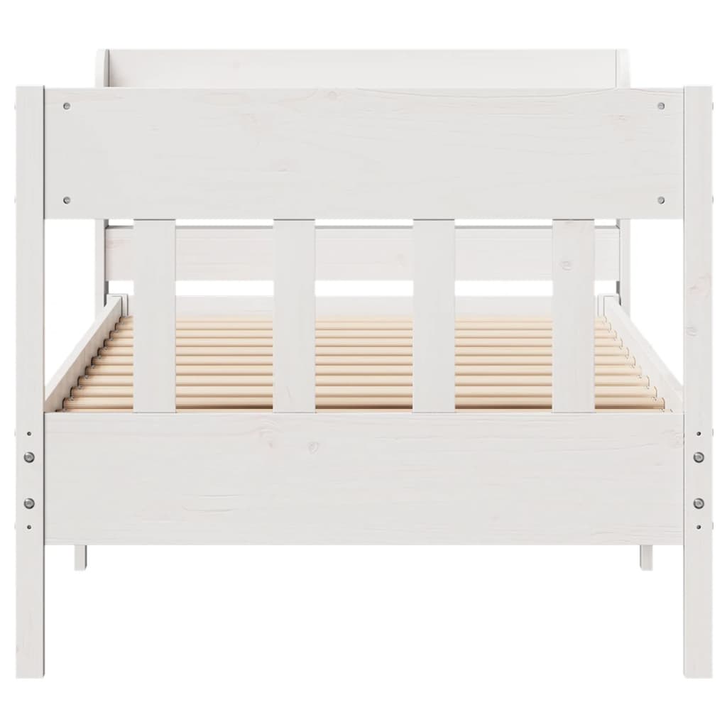 Cadre de lit sans matelas blanc 75x190 cm bois de pin massif - XIOS