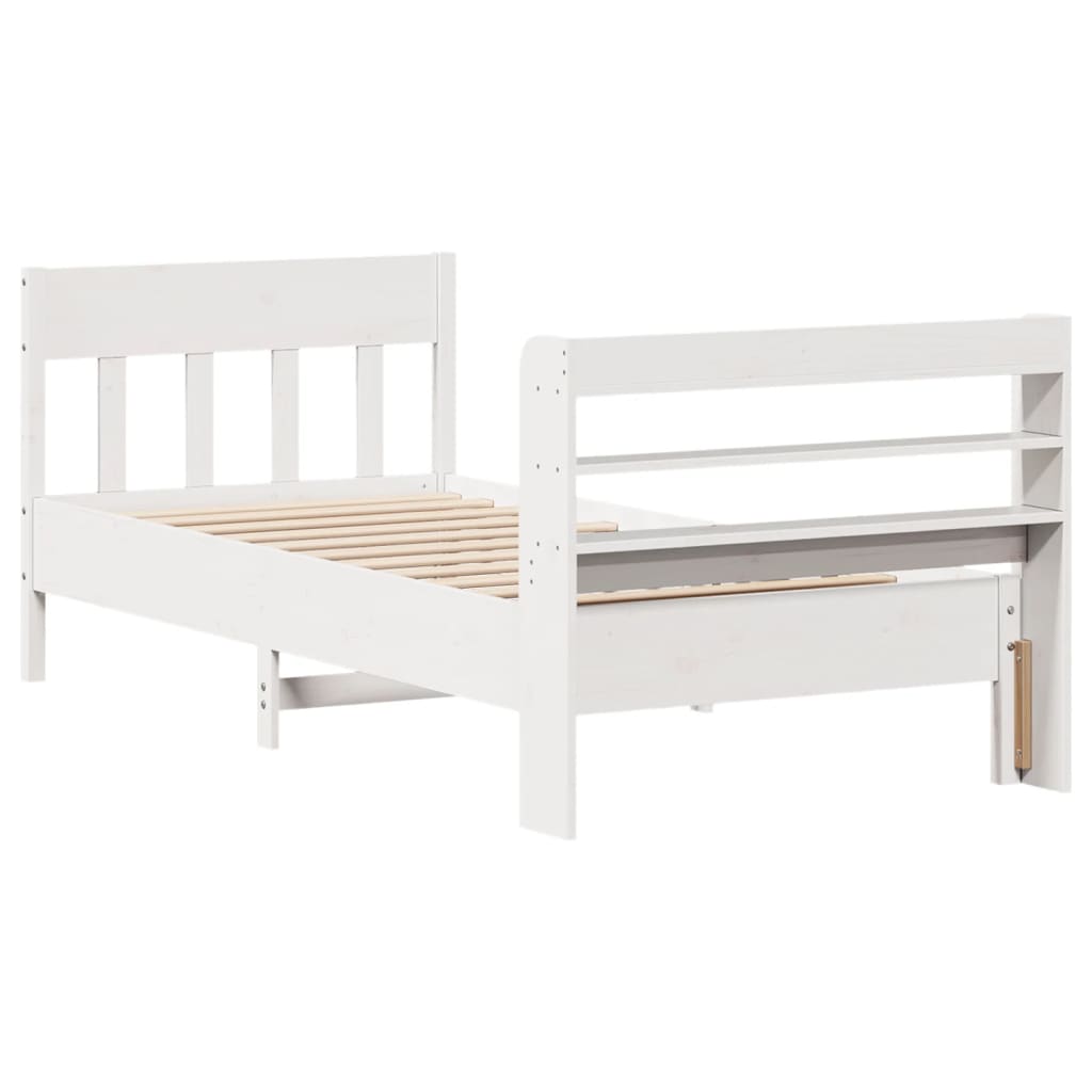 Cadre de lit sans matelas blanc 75x190 cm bois de pin massif - XIOS