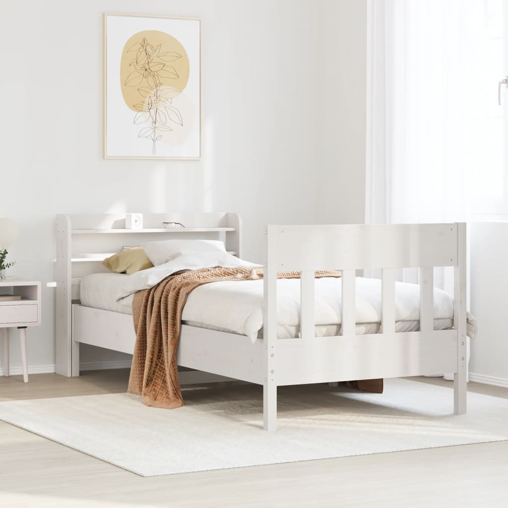 Cadre de lit sans matelas blanc 75x190 cm bois de pin massif - XIOS