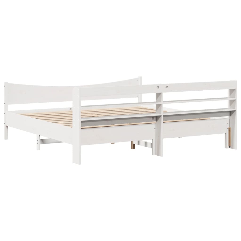 Cadre de lit et tête de lit blanc 200x200 cm bois de pin massif - XIOS