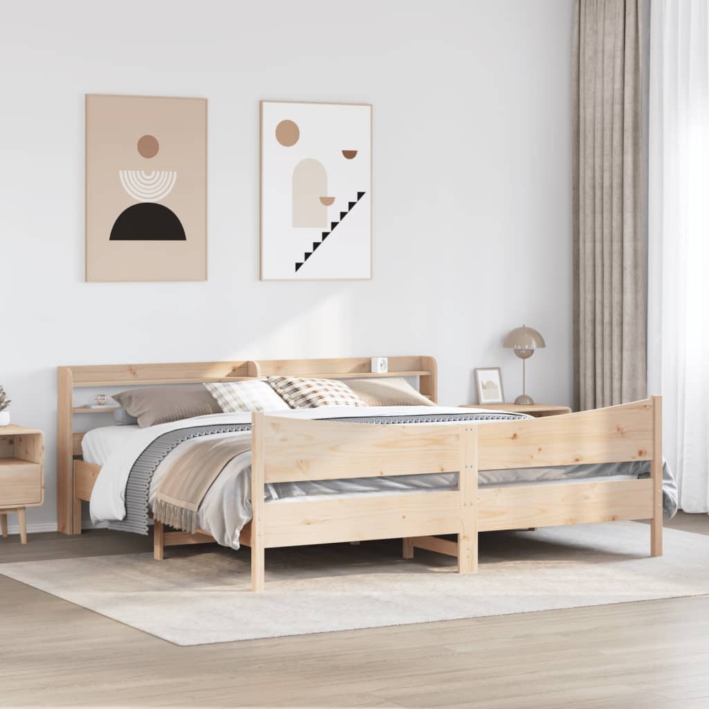 Cadre de lit avec tête de lit 180x200 cm bois de pin massif - XIOS