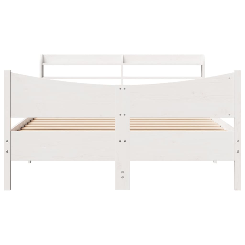 Cadre de lit avec tête de lit blanc 140x200 cm bois pin massif - XIOS