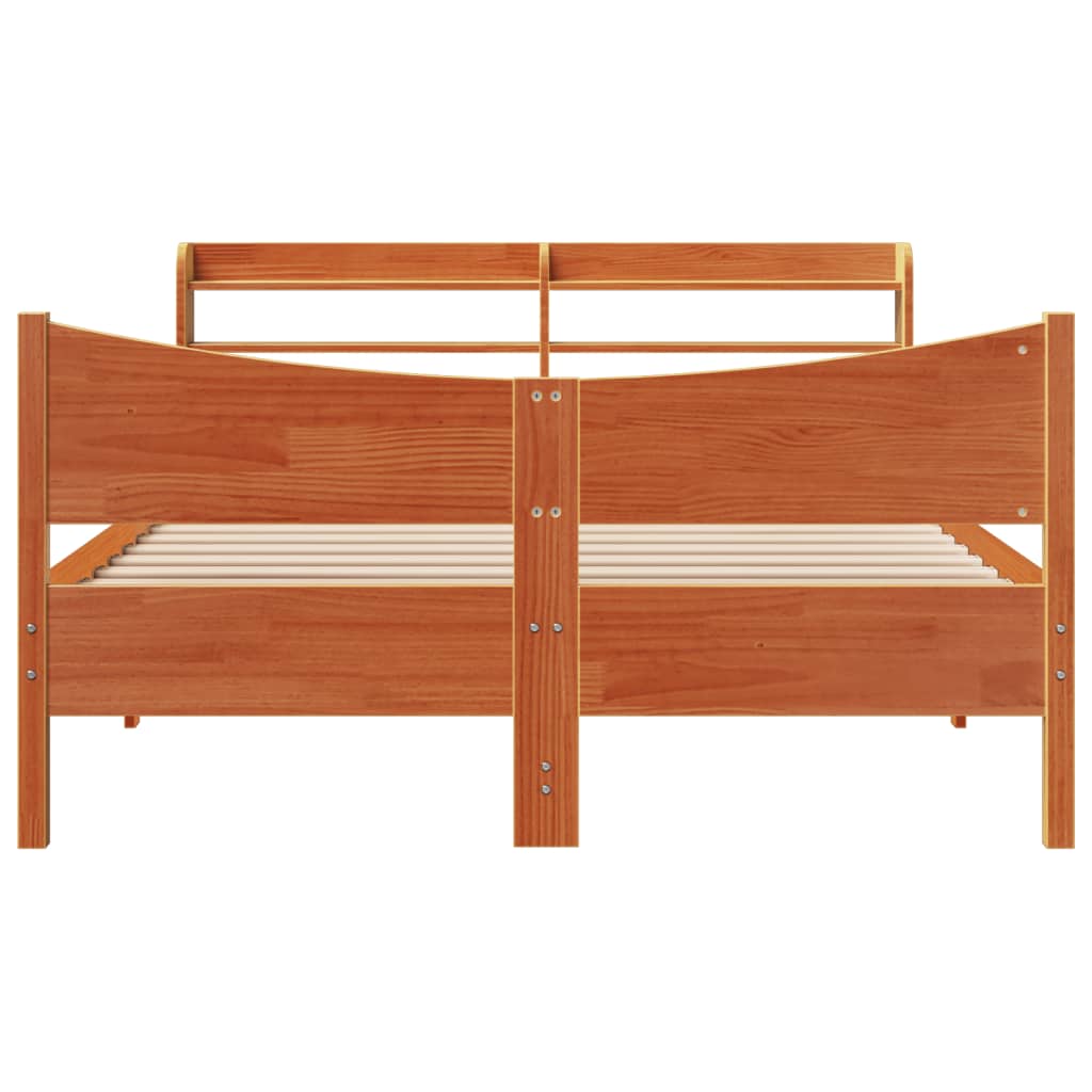 Cadre de lit avec tête de lit cire marron 140x190cm bois de pin - XIOS