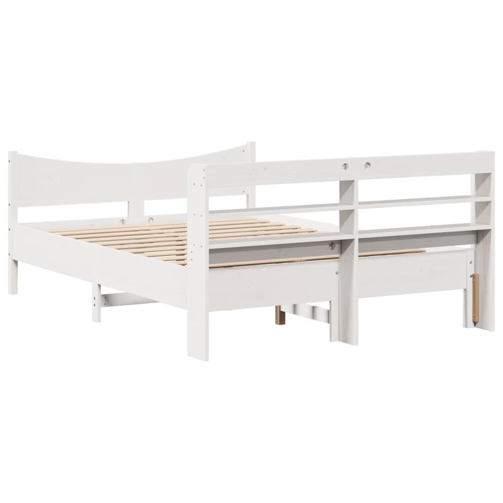 Cadre de lit avec tête de lit blanc 135x190 cm bois pin massif - XIOS