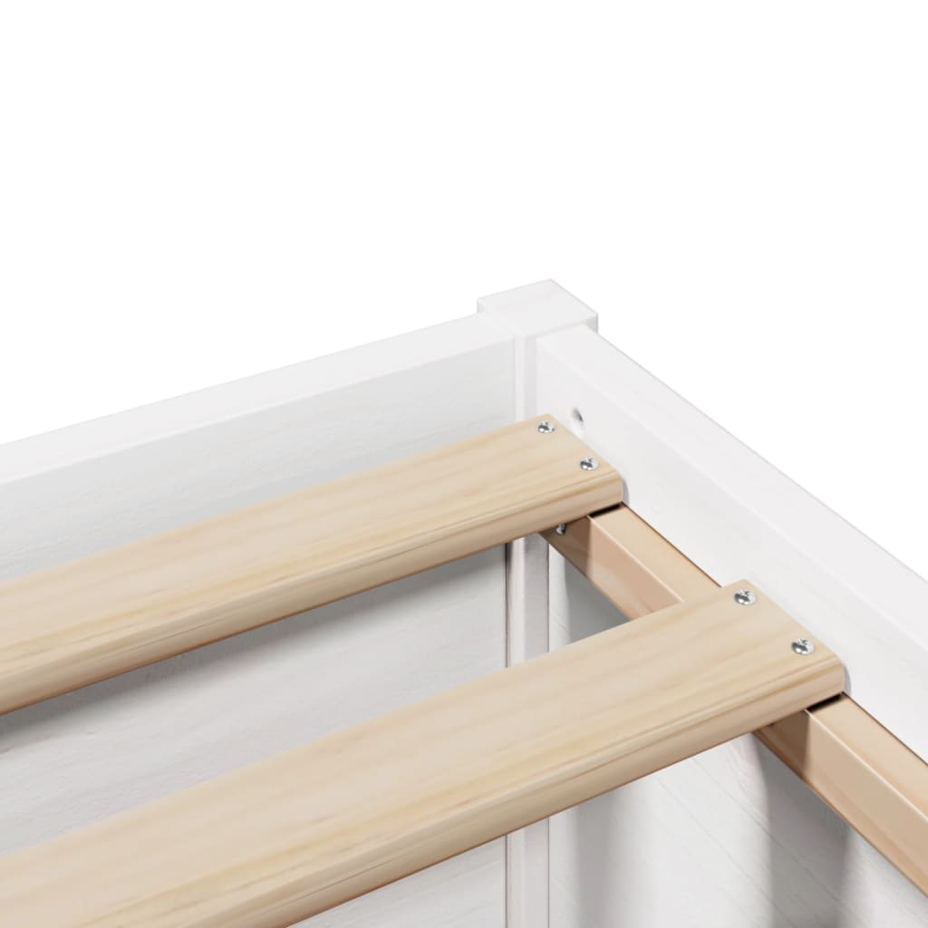 Cadre de lit et tête de lit blanc 140x190 cm bois de pin massif - XIOS