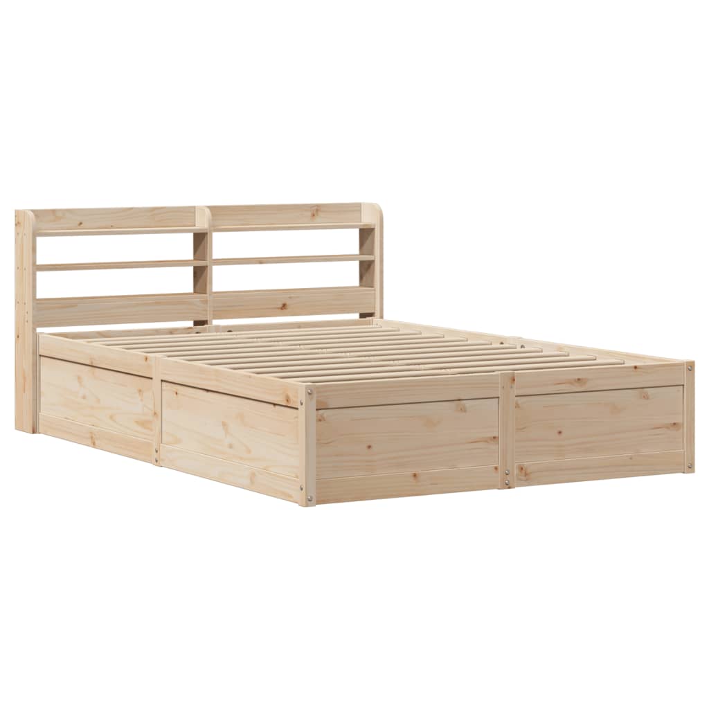 Cadre de lit avec tête de lit 135x190 cm bois de pin massif - XIOS