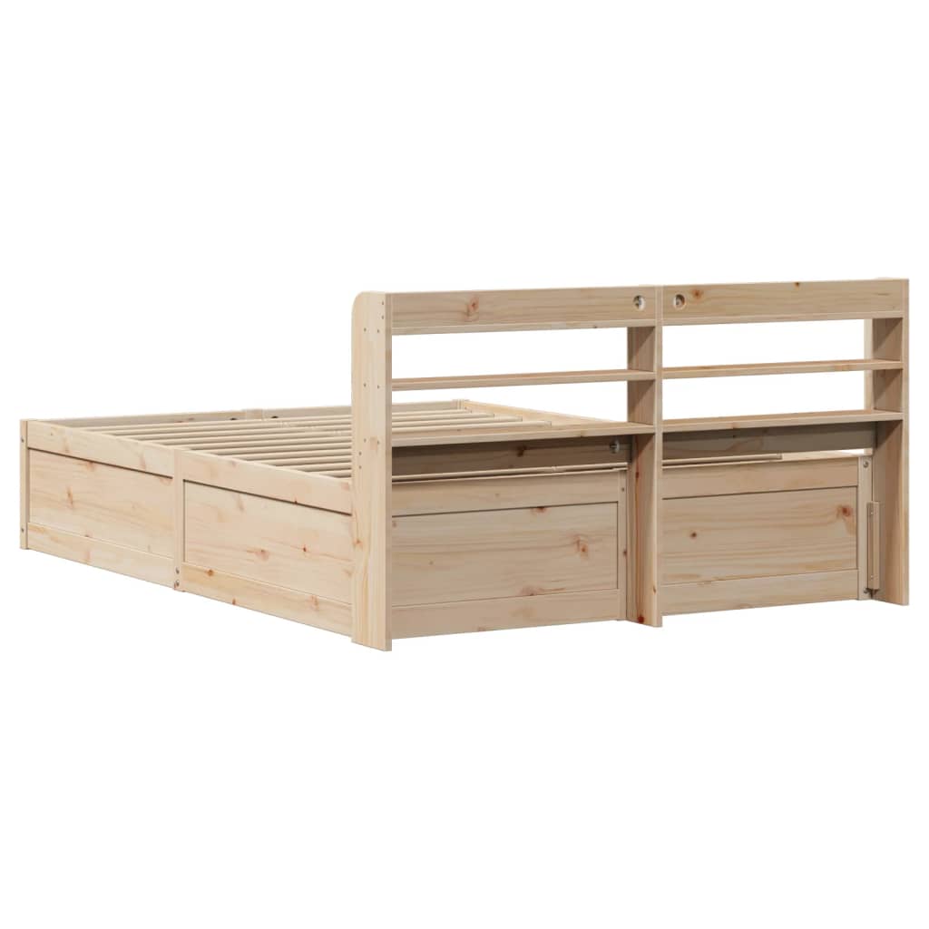 Cadre de lit avec tête de lit 135x190 cm bois de pin massif - XIOS