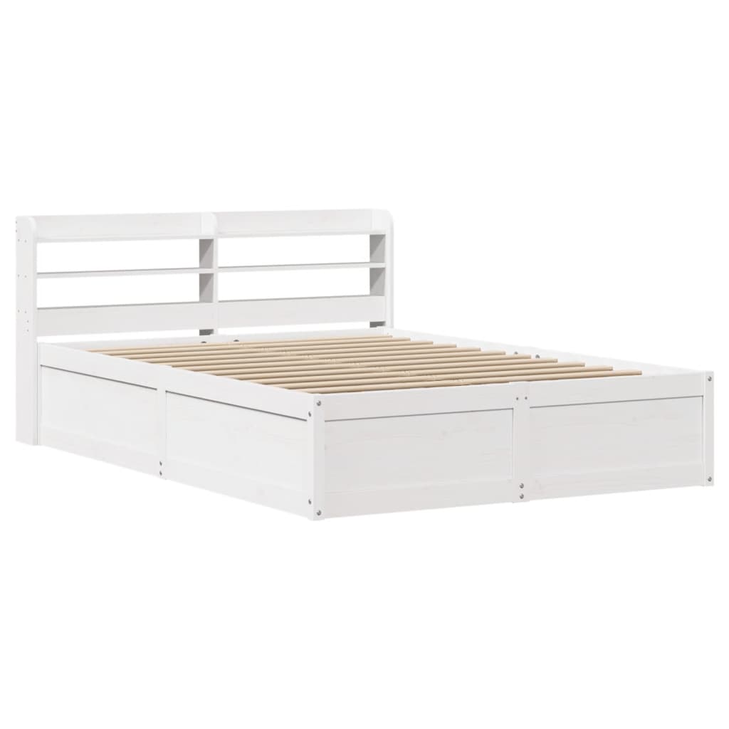 Cadre de lit avec tête de lit blanc 135x190 cm bois pin massif - XIOS