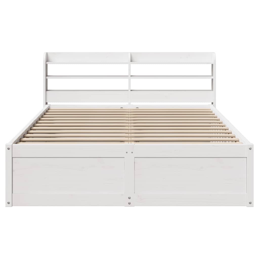 Cadre de lit avec tête de lit blanc 135x190 cm bois pin massif - XIOS