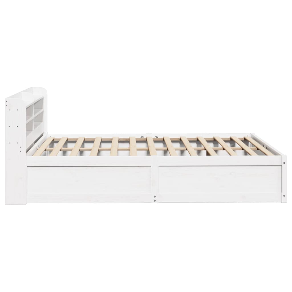 Cadre de lit avec tête de lit blanc 135x190 cm bois pin massif - XIOS