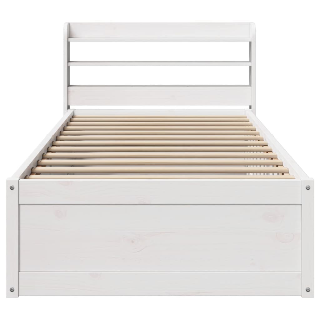 Cadre de lit avec tête de lit blanc 90x190cm bois de pin massif - XIOS