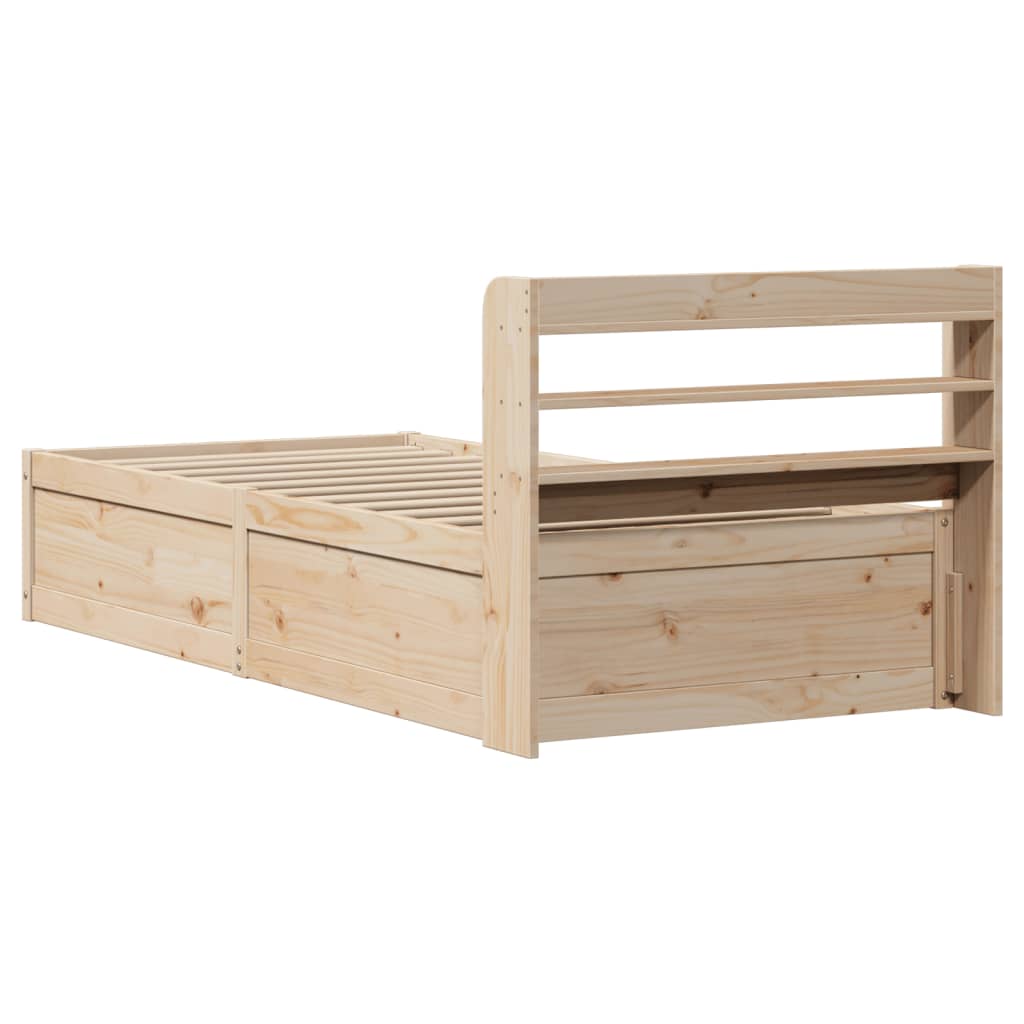 Cadre de lit avec tête de lit 75x190 cm bois de pin massif - XIOS