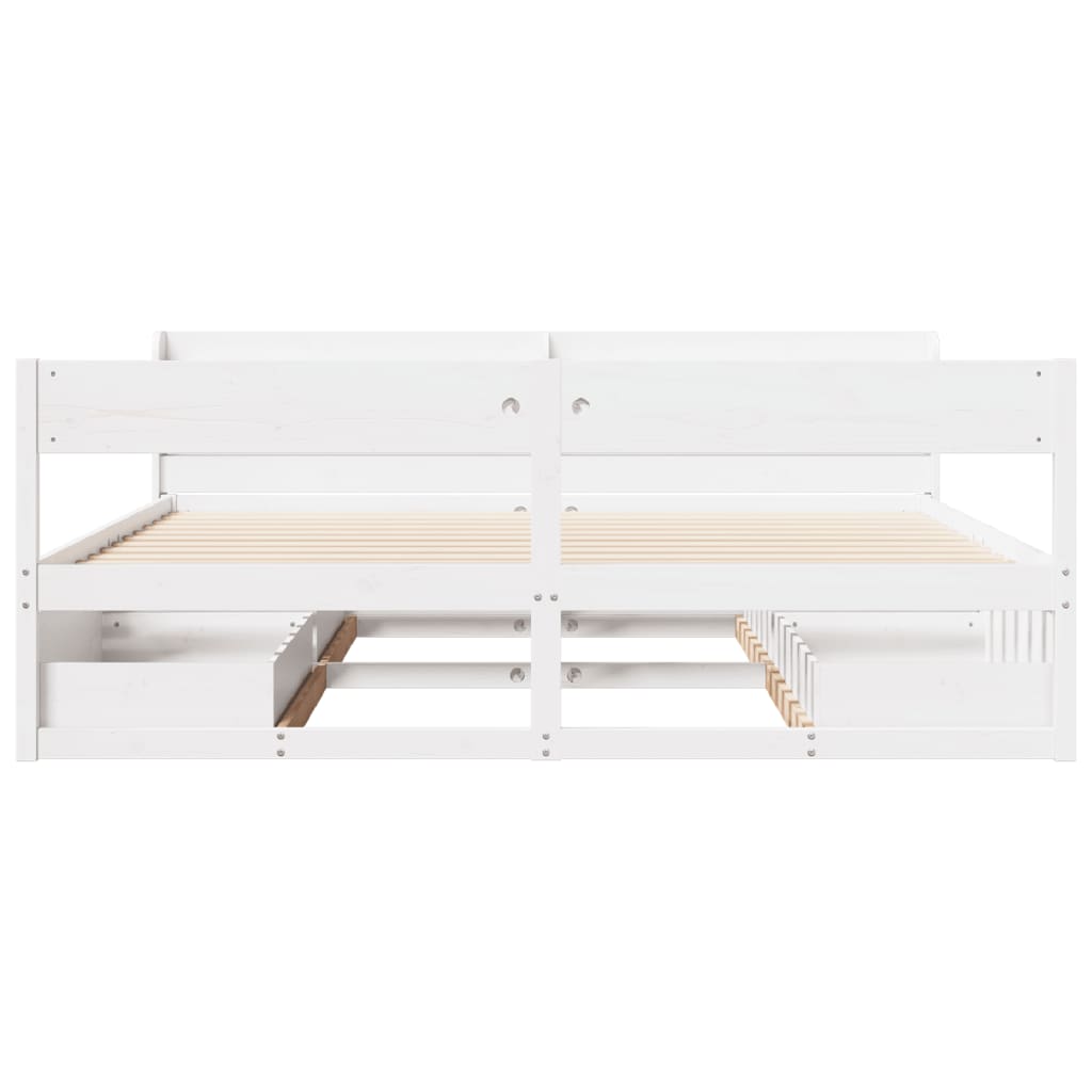 Cadre de lit sans matelas blanc 200x200 cm bois massif de pin - XIOS