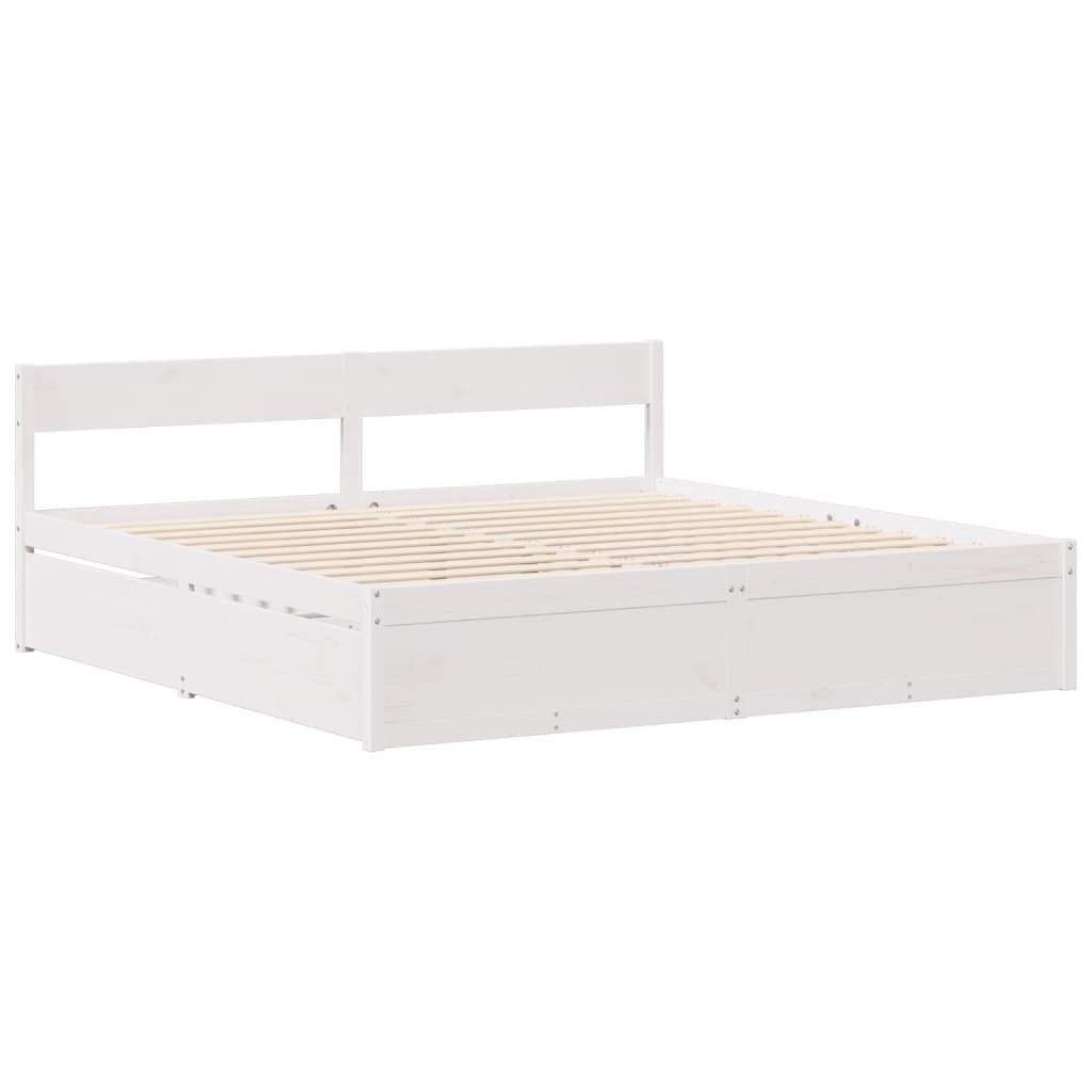 Cadre de lit sans matelas blanc 200x200 cm bois massif de pin - XIOS