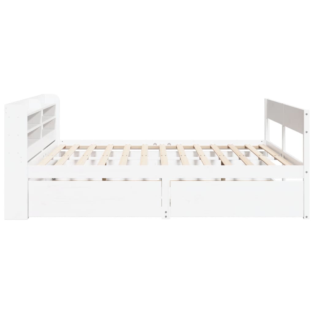 Cadre de lit sans matelas blanc 200x200 cm bois massif de pin - XIOS
