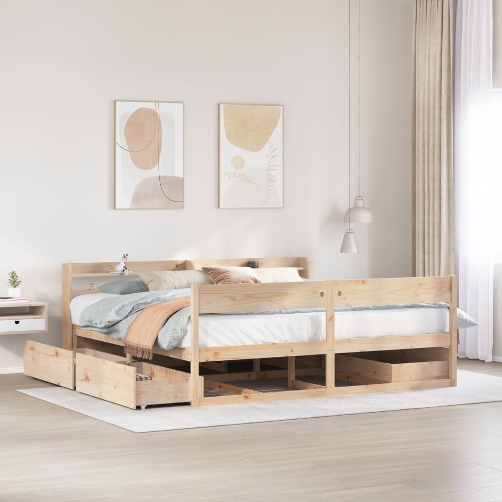 Cadre de lit sans matelas 180x200 cm bois massif de pin - XIOS