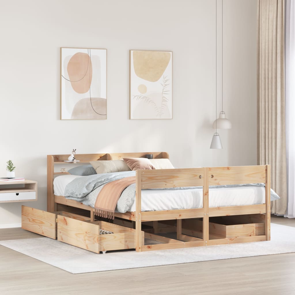 Cadre de lit sans matelas 150x200 cm bois de pin massif - XIOS