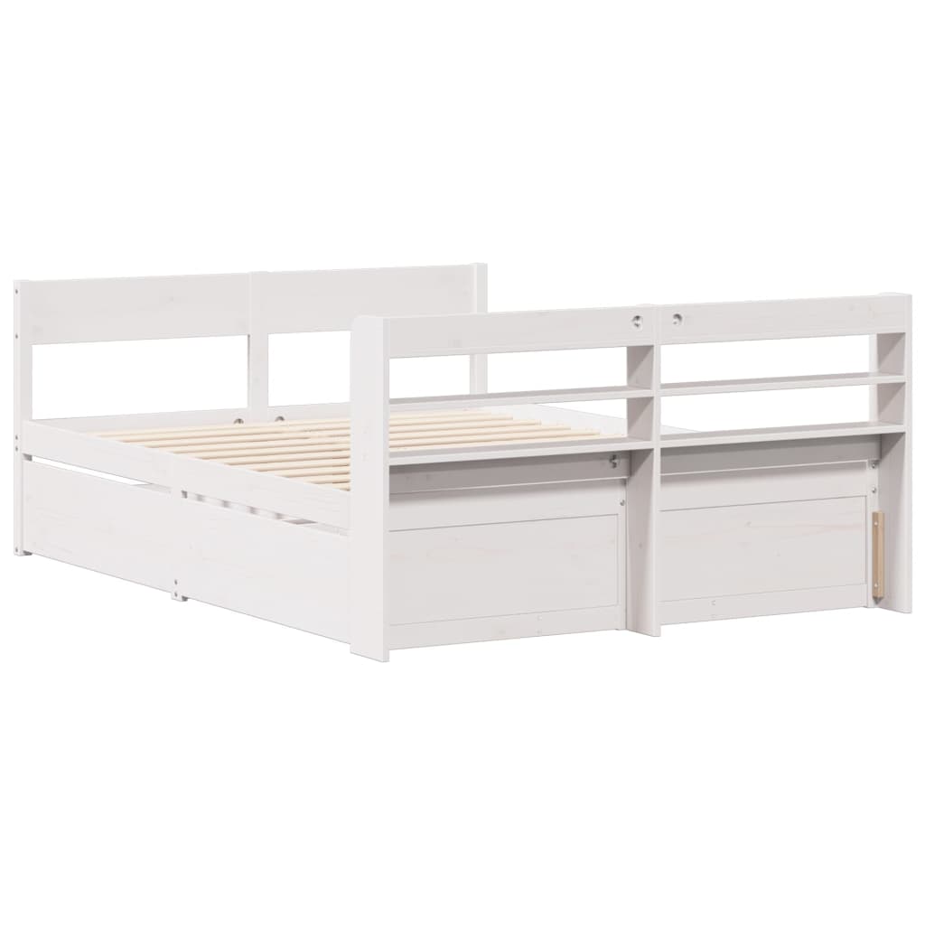 Cadre de lit sans matelas blanc 140x200 cm bois de pin massif - XIOS