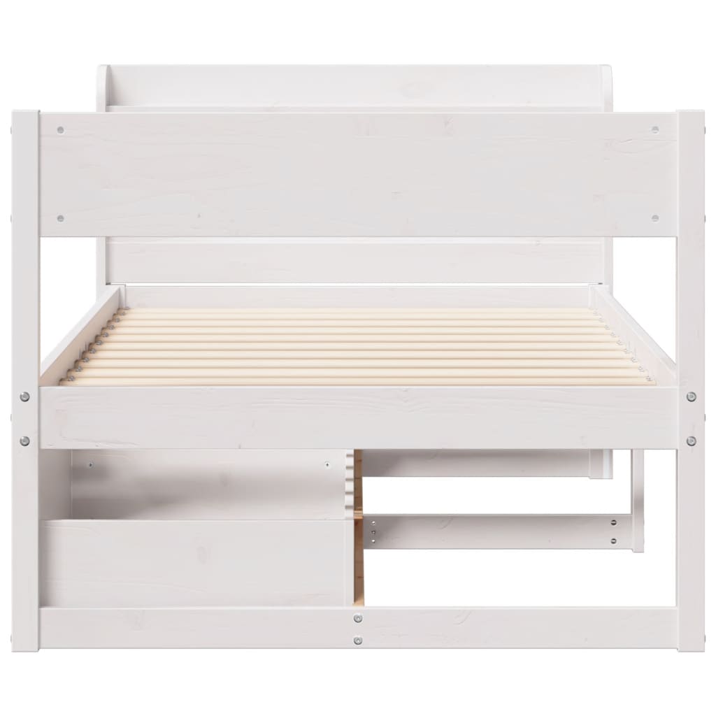 Cadre de lit sans matelas blanc 100x200 cm bois de pin massif - XIOS